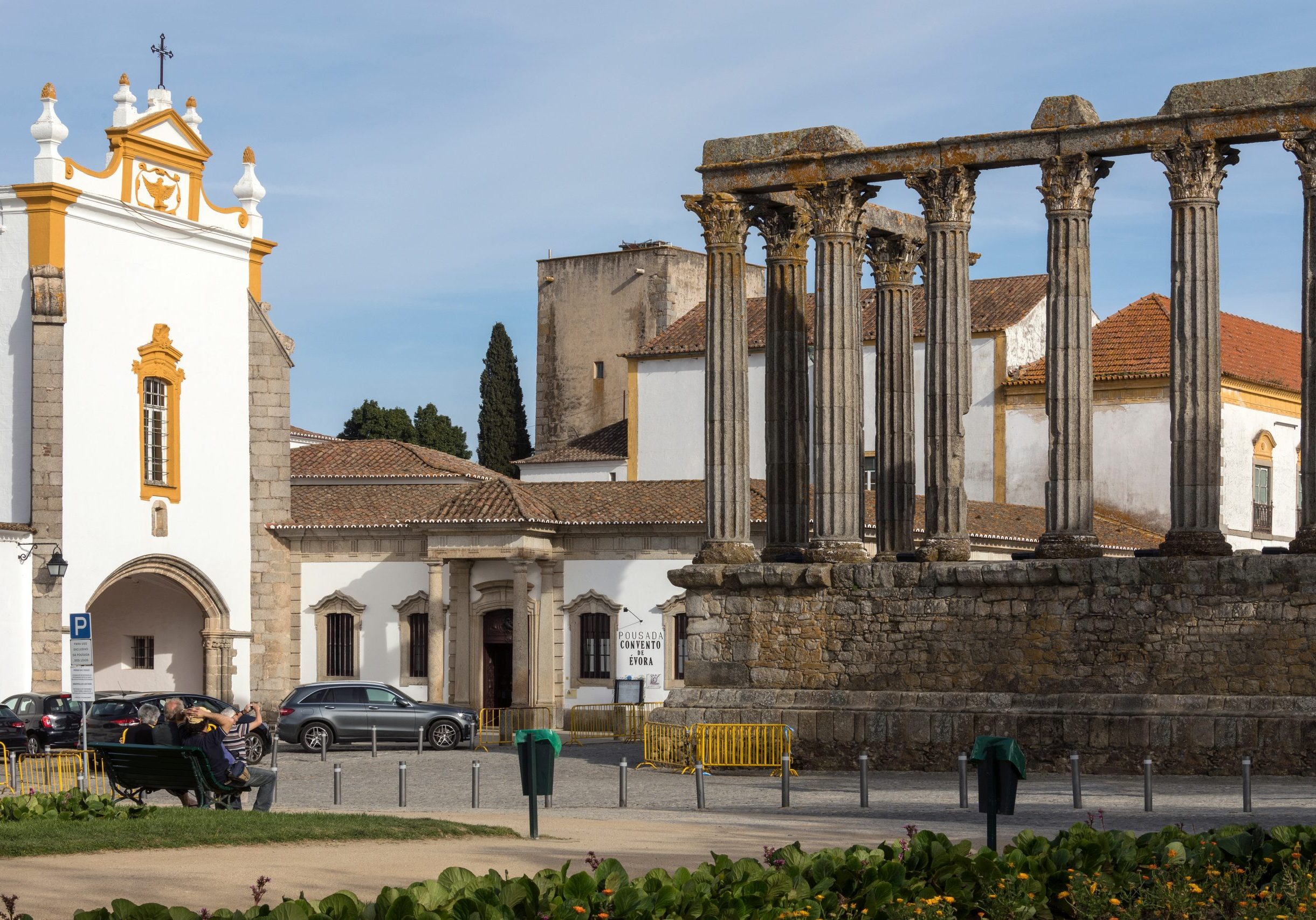 The Roman Temple in the city of Evora in Portugal. The temple dates from the 2nd century AD. Evora is a UNESCO World Heritage Site.
